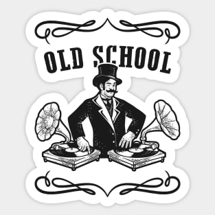 Old School Music - Vintage DJ Spinning Phonograph Records Sticker